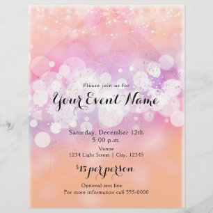 Peach Glow Sparkle Lights Glam Party Event Flyer