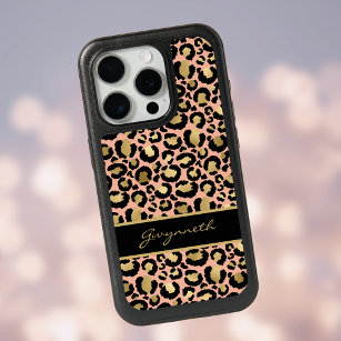Peach Gold Black Leopard Print with Your Name OtterBox Commuter iPhone 8 Plus/7 Plus Case