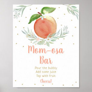 Peach Gold Floral Baby Shower Mimosa Bar Sign