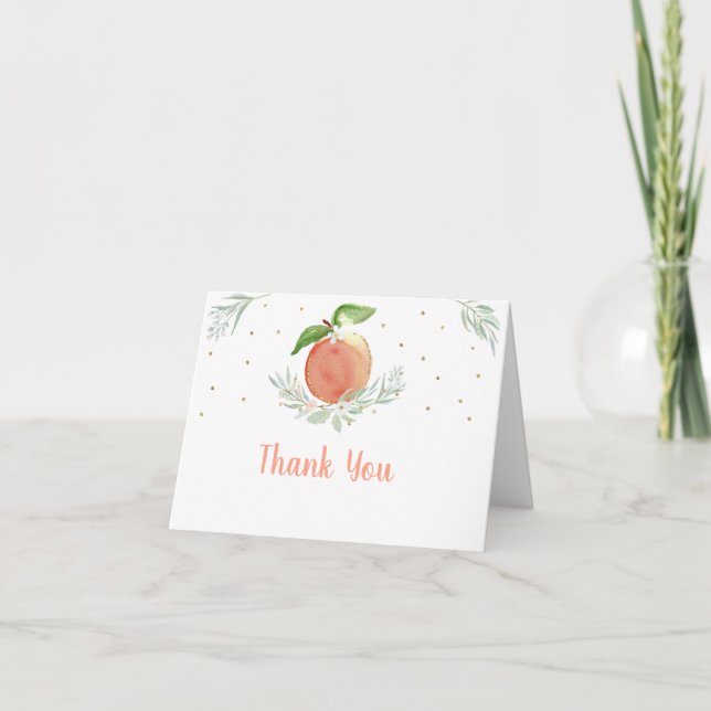 Peach Gold Floral Birthday Thank You (Front)