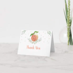 Peach Gold Floral Birthday Thank You Card