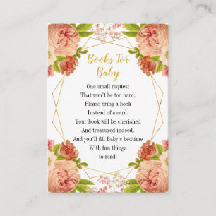 Peach Gold Flowers Books For Baby Enclosure Card