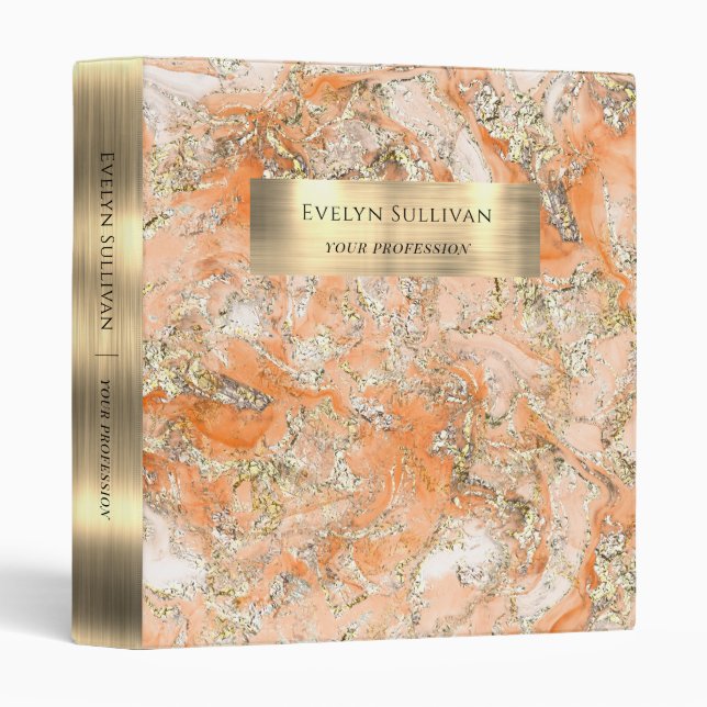 Peach Gold Fluid Marble Binder (Front/Spine)