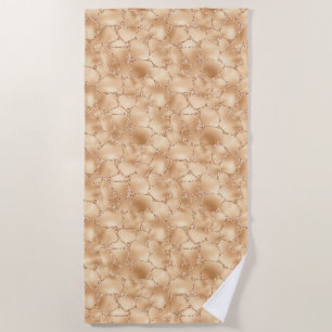 Peach Gold Glitter Glam Sparkle Giraffe Print Beach Towel