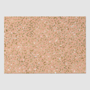 Peach Gold Glitter Leopard Print Tissue Paper