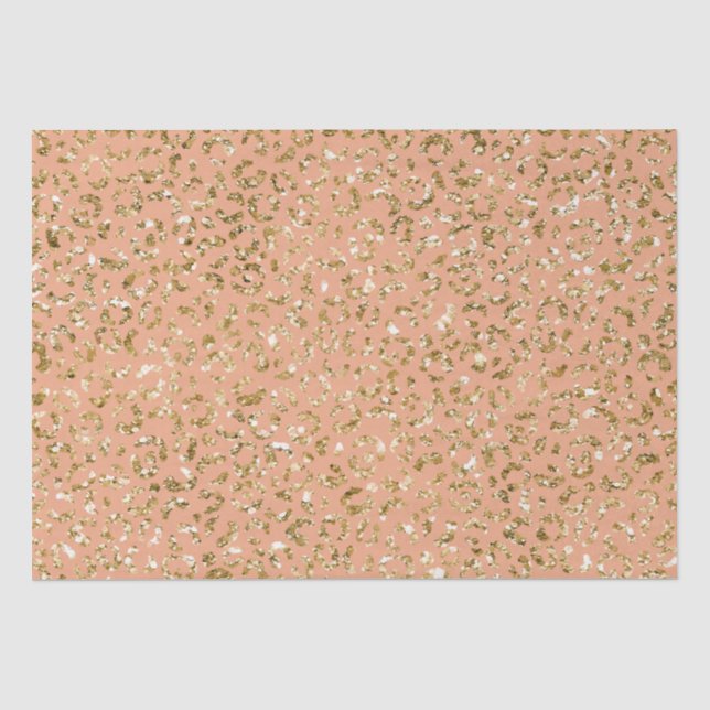 Peach Gold Glitter Leopard Print Tissue Paper (Front)