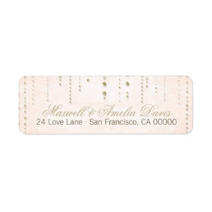 Peach & Gold Glitter Look Wedding Address Labels