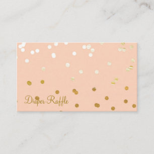 Peach & Gold Shiny Confetti Dots Diaper Raffle Enclosure Card