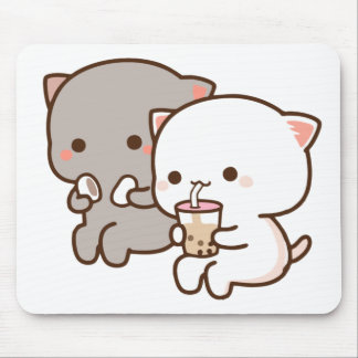 Peach Goma Eating  Puzzle Mouse Pads
