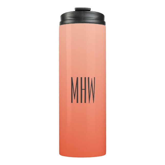 Peach Gradient custom monogram tumbler (Front)