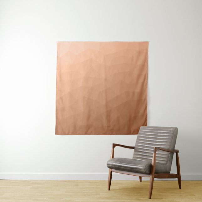 Peach gradient geometric mesh pattern tapestry (In Situ)