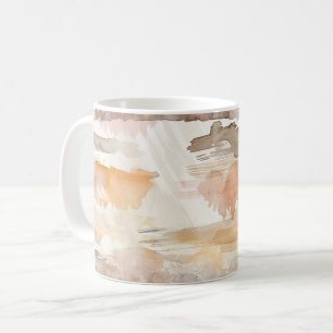 Peach Grapefruit Cream Cocoa Tan Stripes Coffee Mug