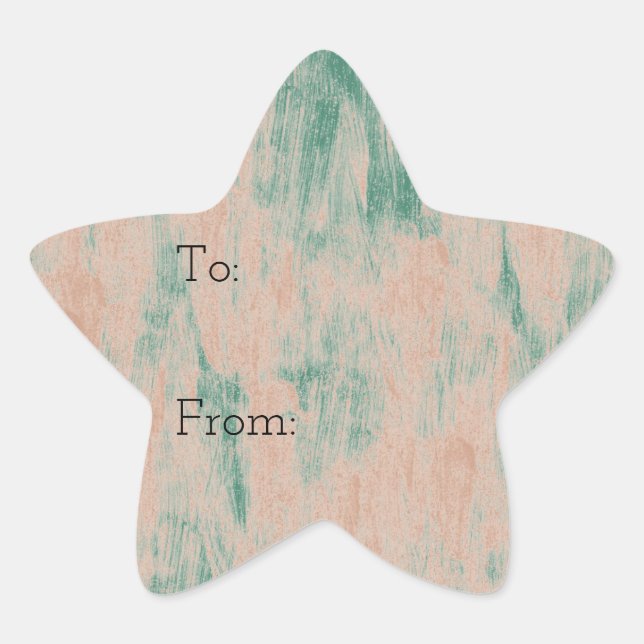 Peach Green Abstract Snowflakes Christmas Star Sticker (Front)