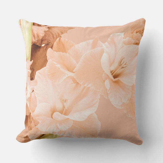 Peach & Green Decorative Throw Pillow (Front)