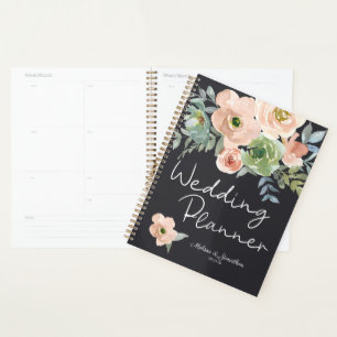 Peach Green Navy Pastel Floral Wedding Planner