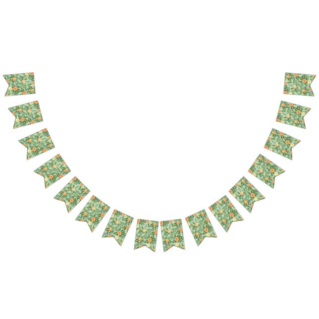 Peach Green Wedding Spring Pastel Bunting Flags (All)