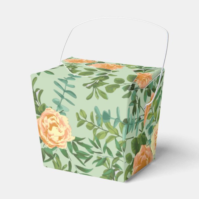 Peach Green Wedding Spring Pastel Favor Box (Front Side)