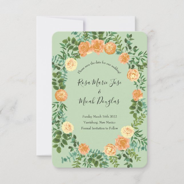 Peach Green Wedding Spring Pastel Invitation (Front)