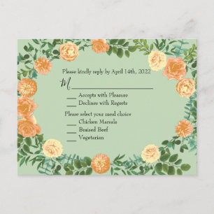 Peach Green Wedding Spring Pastel Postcard