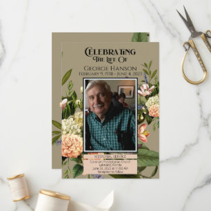 Peach Greenery Funeral Memorial Announcement