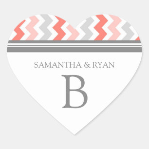 Peach Grey Chevrons Monogram Envelope Seal