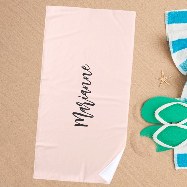 Peach grey custom name script beach towel (Creator Uploaded)