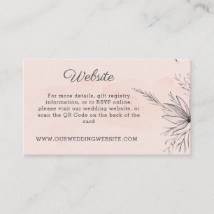 Peach & Grey floral QR code wedding website Enclosure Card