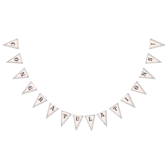 Peach & Grey Marble Monogramed Wedding Bunting Flags (All)