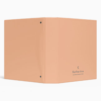 Peach Grey Monogram Name Modern Binder