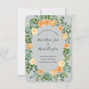 Peach Grey Wedding Spring Floral Invitation