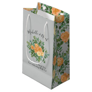 Peach Grey Wedding Spring Floral Small Gift Bag
