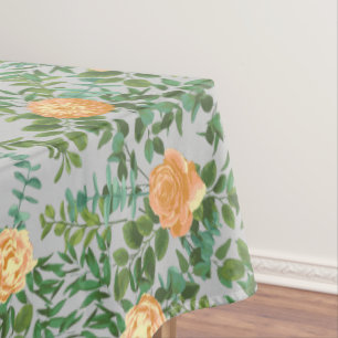 Peach Grey Wedding Vintage Floral Tablecloth