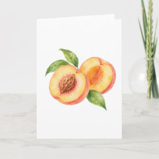 Peach Halves with Green Leaves Card