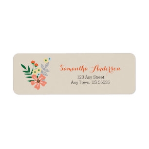 Peach Hand Drawn Flowers, Personalized