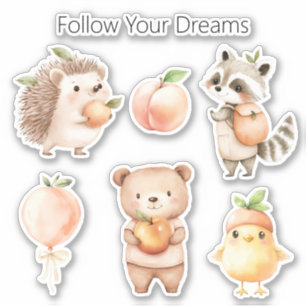 Peach Hedgehog Balloon Raccoon Bear Chick