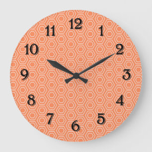 Peach Hexagon Geometric Large Clock