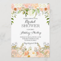 peach hydrangea bridal shower invitation