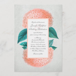 Peach hydrangea invitations de mariage vintage
