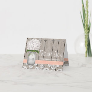 Peach Hydrangea Monogrammed Mason Jar THANK YOU