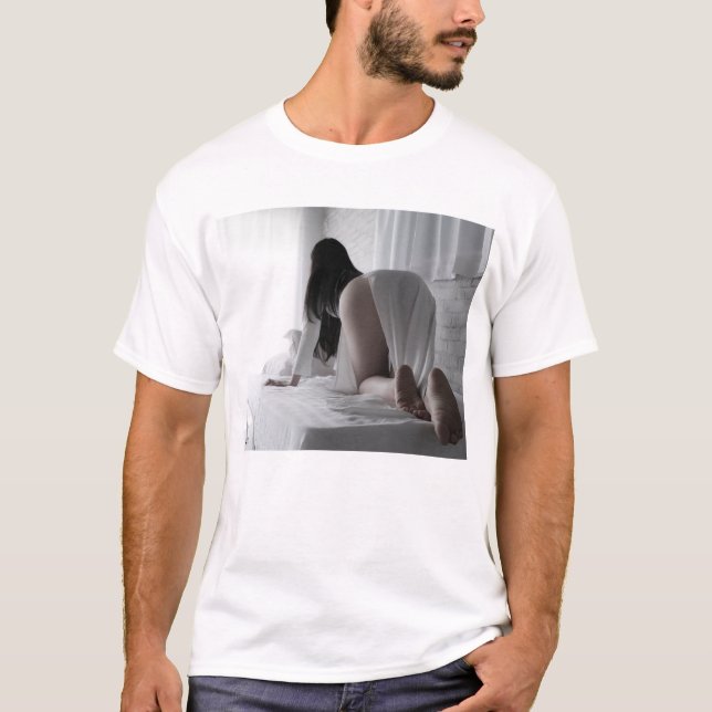 peach in blue T-Shirt (Front)