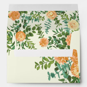 Peach Ivory Wedding Vintage Rose Envelope