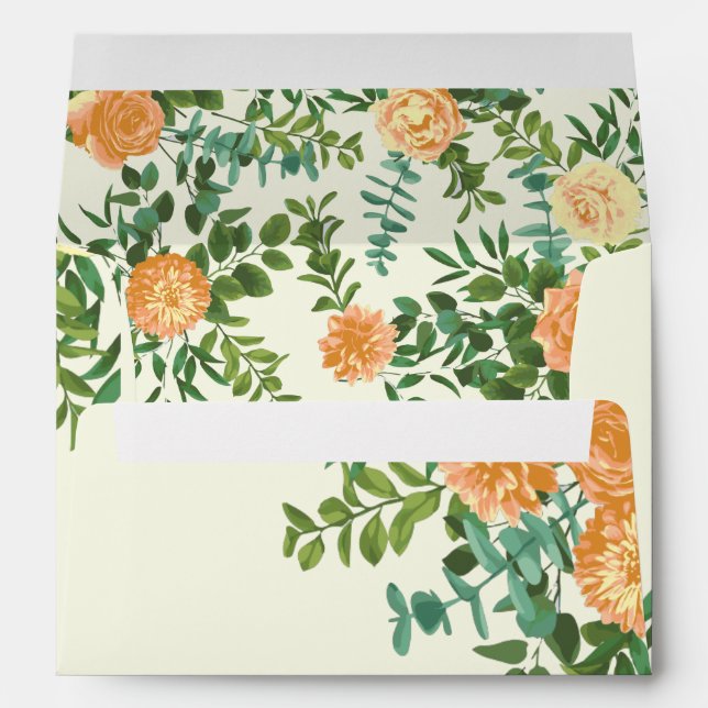 Peach Ivory Wedding Vintage Rose Envelope (Back (Bottom))
