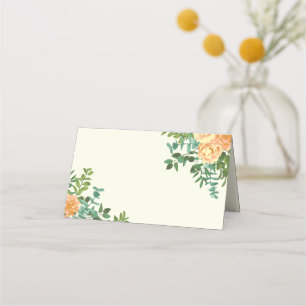 Peach Ivory Wedding Vintage Rose Place Card