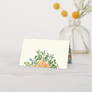 Peach Ivory Wedding Vintage Rose Place Card