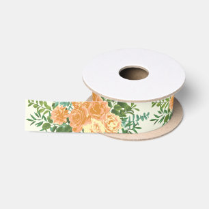 Peach Ivory Wedding Vintage Rose Satin Ribbon