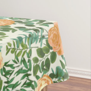 Peach Ivory Wedding Vintage Rose Tablecloth