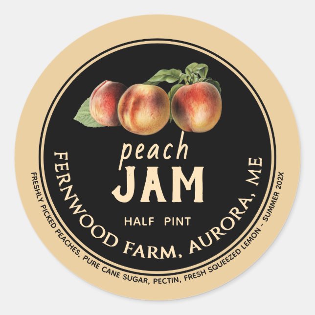 Peach Jam Jar Étiquette Jelly Preserve (Devant)