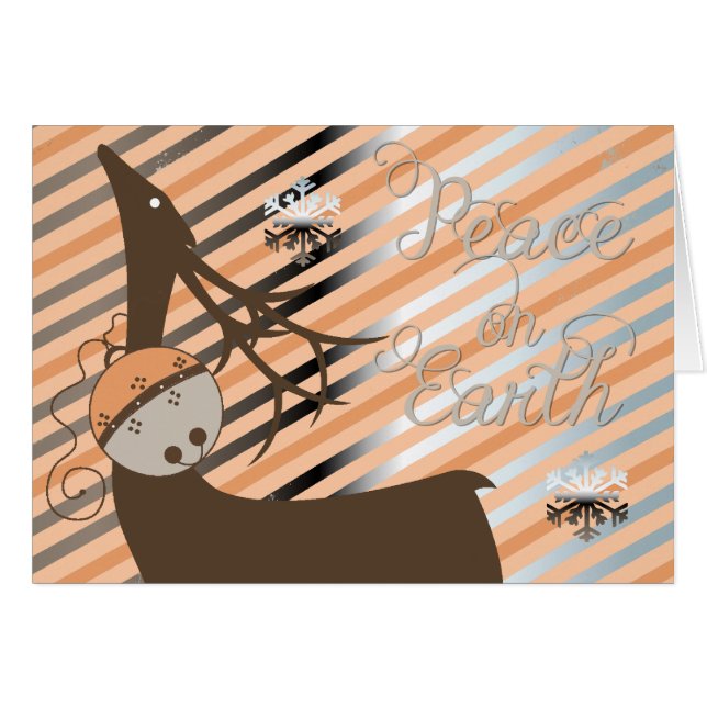 Peach Jingle Bells Stripe Christmas Greeting Card (Front Horizontal)