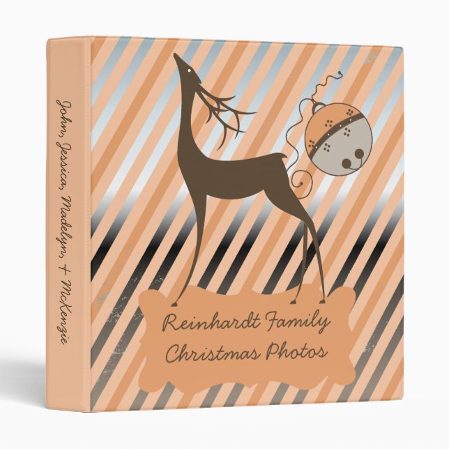 Peach Jingle Bells Stripe Custom Binder (Front/Spine)