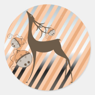 Peach Jingle Bells Stripe Round Sticker